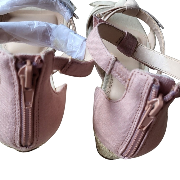 Kelly & Katie Espadrille Wedge Blush Pink & Tan Cheribeth Sandals Size 8.5 - Picture 3 of 10